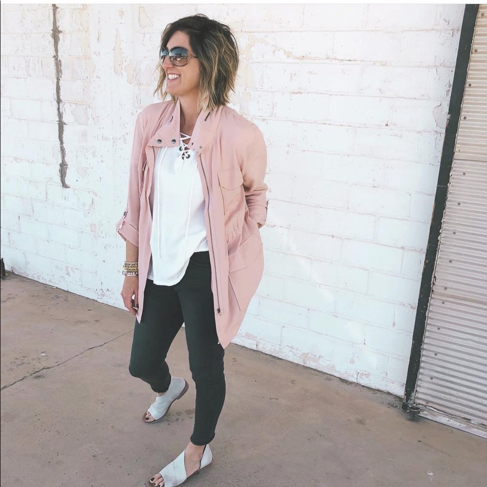 Shop Stevie blush cargo coat L